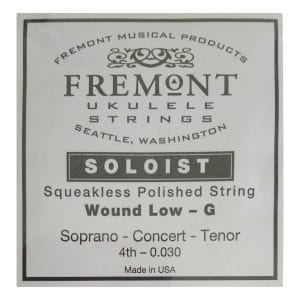 Ukulele String – Fremont Soloist – Squeakless Polished Wound Low G Single 4th – Soprano Concert Tenor 1