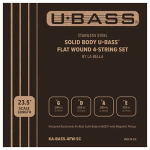 Kala La Bella - Flat Wound Bass Ukulele Strings for Solid Body UBass - Stainless Steel - 4 String Set - 23.5" Scale - KA-BASS-4FW-SC