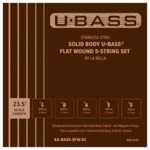 Kala La Bella - Flat Wound Bass Ukulele Strings for Solid Body UBass - Stainless Steel - 5 String Set - 23.5" Scale - KA-BASS-5FW-SC