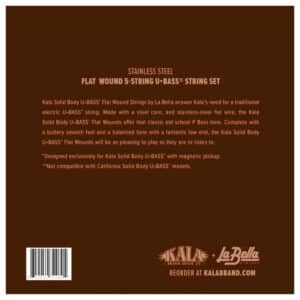 Kala La Bella – Flat Wound Bass Ukulele Strings for Solid Body UBass – Stainless Steel – 5 String Set – 23