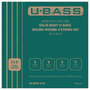 Kala La Bella - Round Wound Bass Ukulele Strings for Solid Body UBass - Nickel with Steel Core - 4 String Set - 23.5" Scale - KA-BASS-4-SC