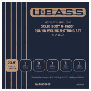 Kala La Bella - Round Wound Bass Ukulele Strings for Solid Body UBass - Nickel with Steel Core - 5 String Set - 23.5" Scale - KA-BASS-5-SC