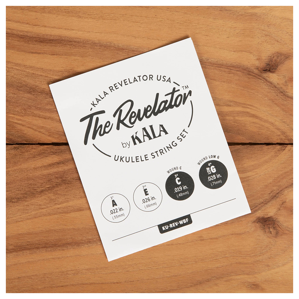 Kala Revelator Ukulele Strings – Concert & Tenor Low G GCEA Tuning – Brown Fluorocabon with Wound G & C – KU-REV-WBF 1