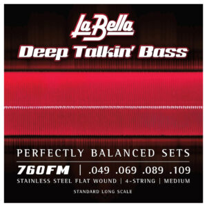 Bass Guitar Strings - La Bella 760FM Deep Talkin' Bass - Standard Long Scale - Flatwound - Stainless Steel - Medium - 49-109