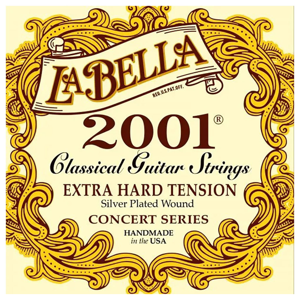 Classical Guitar Strings – La Bella 2001-EXH Concert Series – Nylon – Silver Plated Copper – Extra Hard Tension 1
