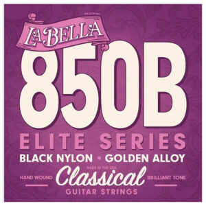 Classical Guitar Strings - La Bella 850B Elite Series - Black Nylon - Golden Alloy - Medium Tension