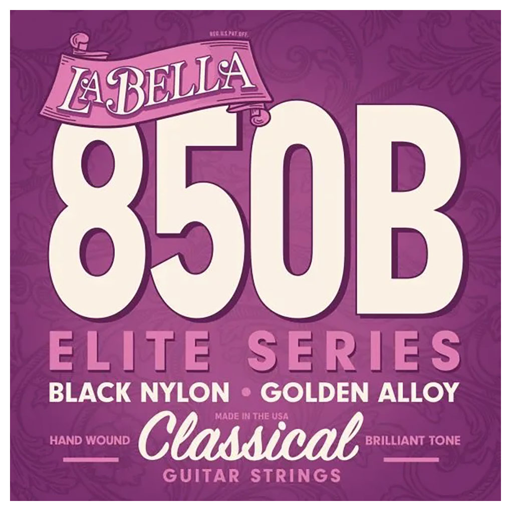 Classical Guitar Strings – La Bella 850B Elite Series – Black Nylon – Golden Alloy – Medium Tension 1
