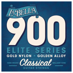 Classical Guitar Strings - La Bella 900 Elite Series - Gold Nylon - Polished Golden Alloy - Medium Tension