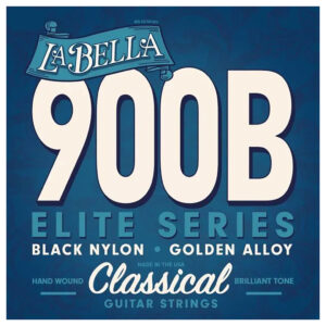 Classical Guitar Strings - La Bella 900B Elite Series - Black Nylon - Polished Golden Alloy - Medium Tension