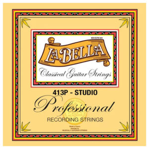 Classical Guitar Strings - La Bella 413P Professional Studio Recording Strings - Clear Nylon - Polished Golden Alloy - Medium Tension
