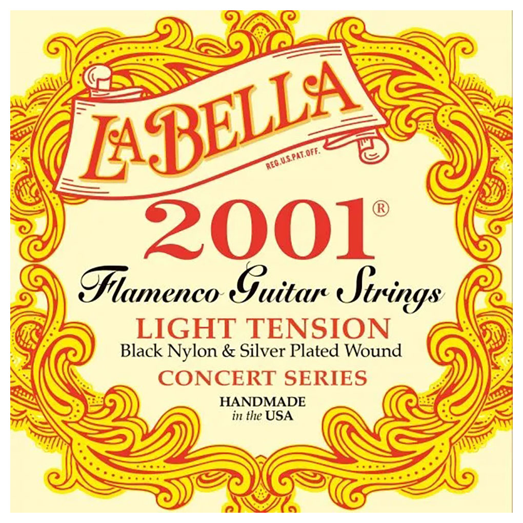 Flamenco Guitar Strings – La Bella 2001-FLAL Concert Series – Black Nylon – Silver Plated Copper – Light Tension 1