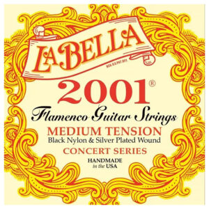 Flamenco Guitar Strings - La Bella 2001 FLAM Concert Series - Black Nylon - Silver Plated Copper - Medium Tension