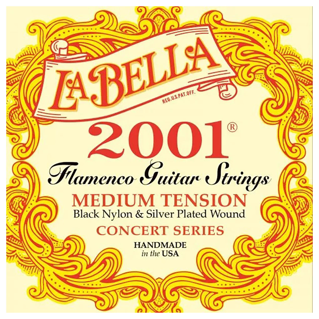 Flamenco Guitar Strings – La Bella 2001 FLAM Concert Series – Black Nylon – Silver Plated Copper – Medium Tension 1