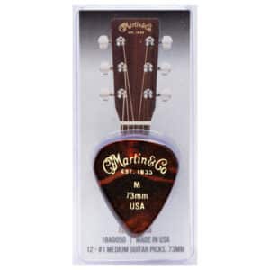 Martin - Celluloid Guitar Picks - 351 Shape - Medium - 0.73mm - Tortoiseshell - 12 Pack