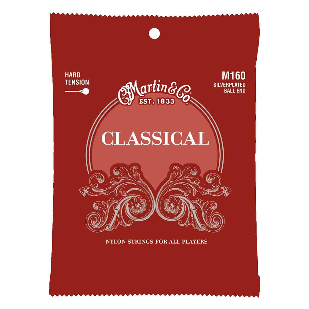 Classical Guitar Strings – Martin M160 – Nylon – Silver Plated Copper – Hard Tension – Ball End 1