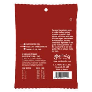 Classical Guitar Strings – Martin M160 – Nylon – Silver Plated Copper – Hard Tension – Ball End 2