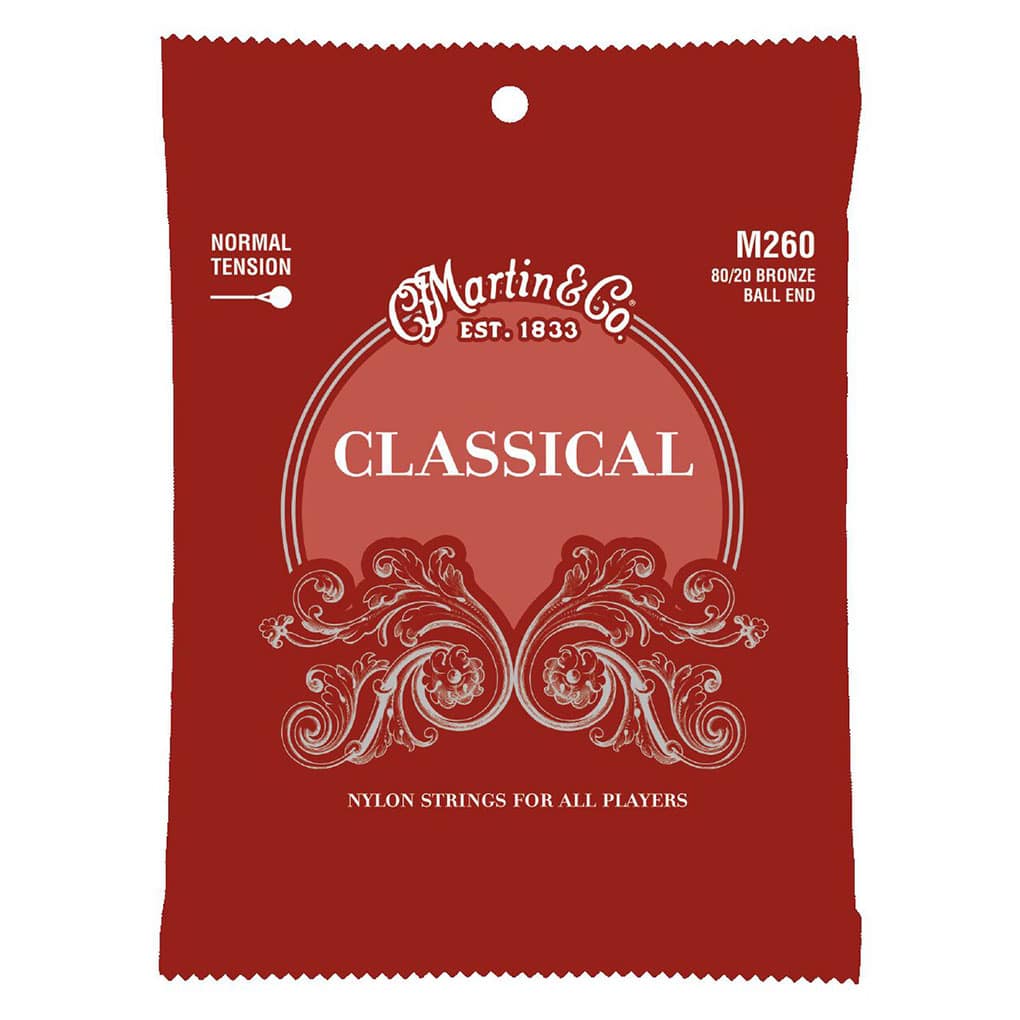 Classical Guitar Strings – Martin M260 – Nylon – 80/20 Bronze – Normal Tension – Ball End 1