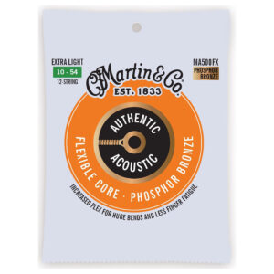 Acoustic Guitar Strings - Martin MA500FX - 12 String - Authentic Acoustic Flexible Core - Phosphor Bronze - Extra Light - 10-54