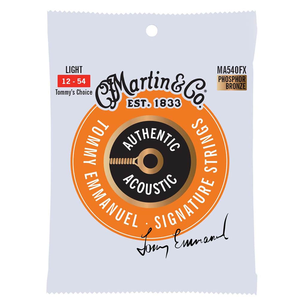Acoustic Guitar Strings – Martin MA540FX – Authentic Acoustic Flexible Core – Tommy Emmanuel Signature – Phosphor Bronze – Light – 12-54 1