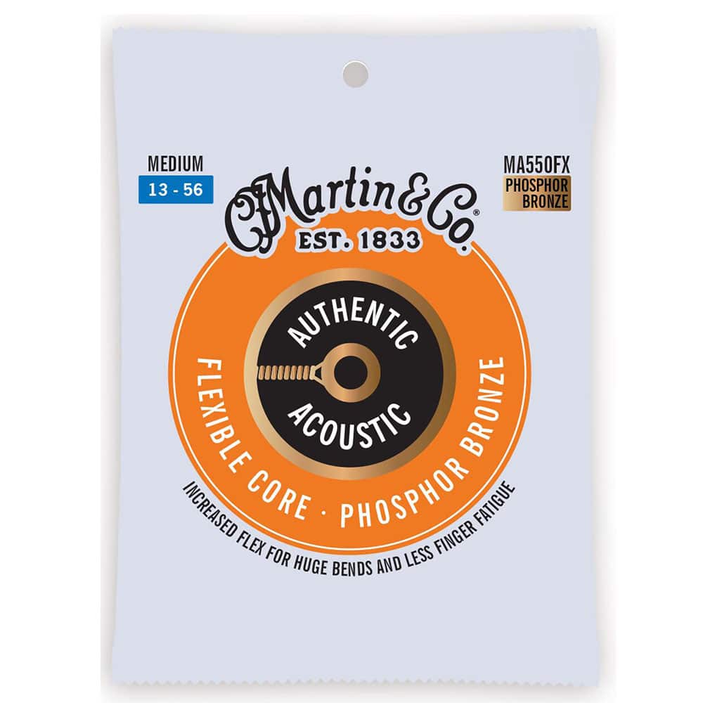 Acoustic Guitar Strings – Martin MA550FX – Authentic Acoustic Flexible Core – Phosphor Bronze – Medium – 13-56 1