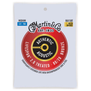 Acoustic Guitar Strings - Martin MA150T - Authentic Acoustic Lifespan 2.0 Treated - 80/20 Bronze - Medium - 13-56