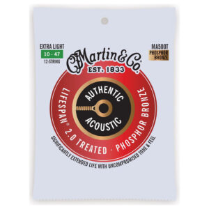Acoustic Guitar Strings - Martin MA500T - 12 String - Authentic Acoustic Lifespan 2.0 Treated - Phosphor Bronze - Extra Light - 10-47