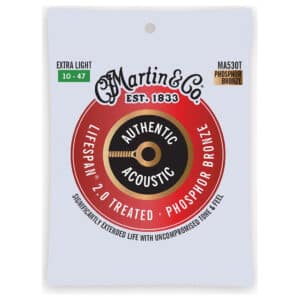 Acoustic Guitar Strings - Martin MA530T - Authentic Acoustic Lifespan 2.0 Treated - Phosphor Bronze - Extra Light - 10-47