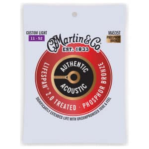 Acoustic Guitar Strings - Martin MA535T - Authentic Acoustic Lifespan 2.0 Treated - Phosphor Bronze - Custom Light - 11-52