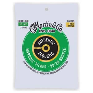 Acoustic Guitar Strings – Martin MA180S – 12 String – Authentic Acoustic Marquis Silked – 80/20 Bronze – Extra Light – 10-47 1