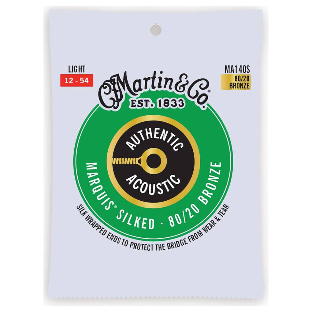 Acoustic Guitar Strings – Martin MA140S – Authentic Acoustic Marquis Silked – 80/20 Bronze – Light – 12-54 1