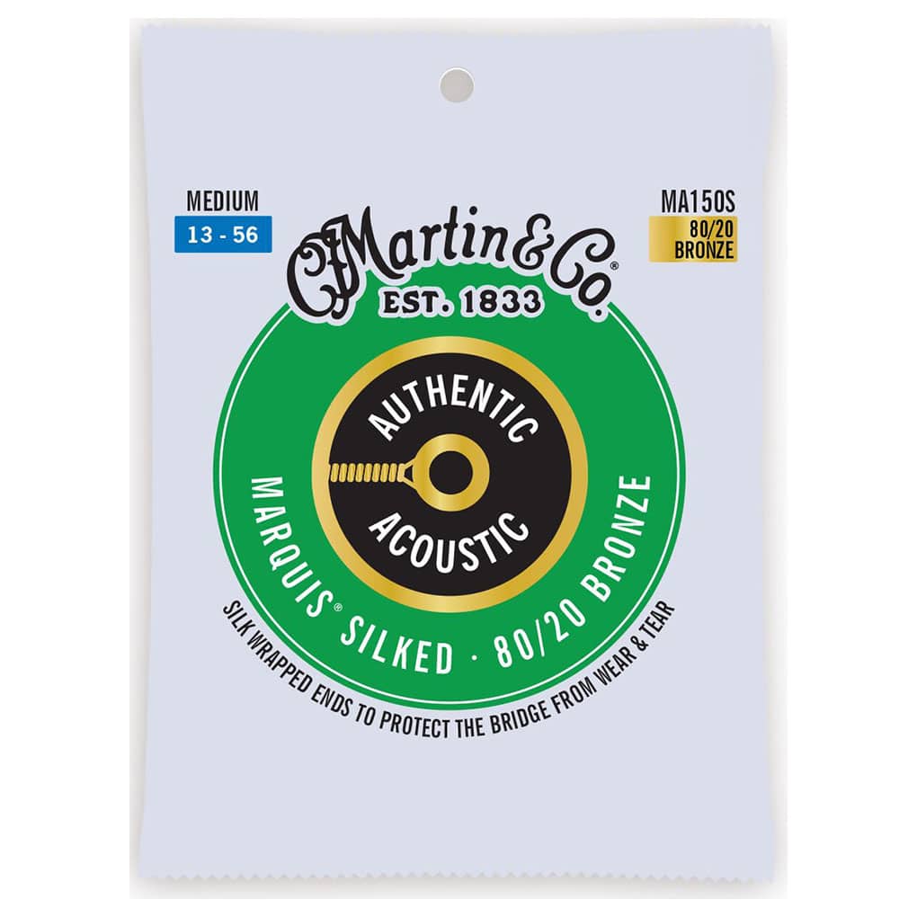Acoustic Guitar Strings – Martin MA150S – Authentic Acoustic Marquis Silked – 80/20 Bronze – Medium – 13-56 1