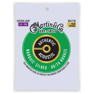 Acoustic Guitar Strings - Martin MA175S - Authentic Acoustic Marquis Silked - 80/20 Bronze - Custom Light - 11-52