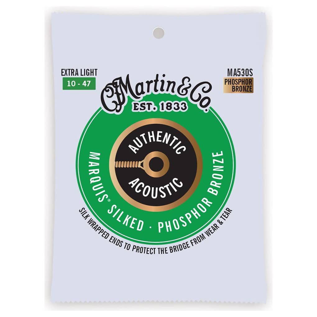 Acoustic Guitar Strings – Martin MA530S – Authentic Acoustic Marquis Silked – Phosphor Bronze – Extra Light – 10-47 1