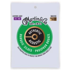 Acoustic Guitar Strings – Martin MA535S – Authentic Acoustic Marquis Silked – Phosphor Bronze – Custom Light – 11-52 1