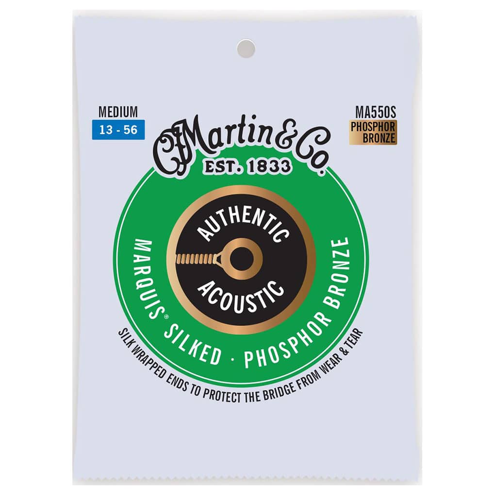 Acoustic Guitar Strings – Martin MA550S – Authentic Acoustic Marquis Silked – Phosphor Bronze – Medium – 13-56 1