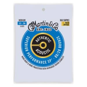 Acoustic Guitar Strings – Martin MA150PK3 – Authentic Acoustic Superior Performance SP – 80/20 Bronze – Medium – 13-56 1