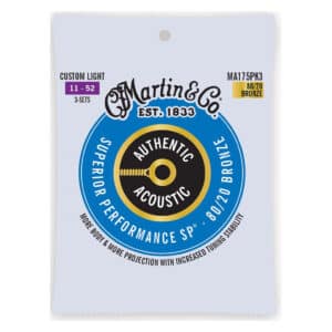 Acoustic Guitar Strings - Martin MA175PK3 - Authentic Acoustic Superior Performance SP - 80/20 Bronze - Custom Light - 11-52 - 3 Pack
