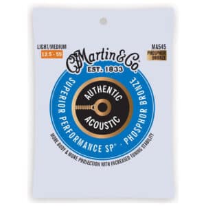 Acoustic Guitar Strings - Martin MA545 - Authentic Acoustic Superior Performance SP - Phosphor Bronze - Light/Medium - 12.5-55