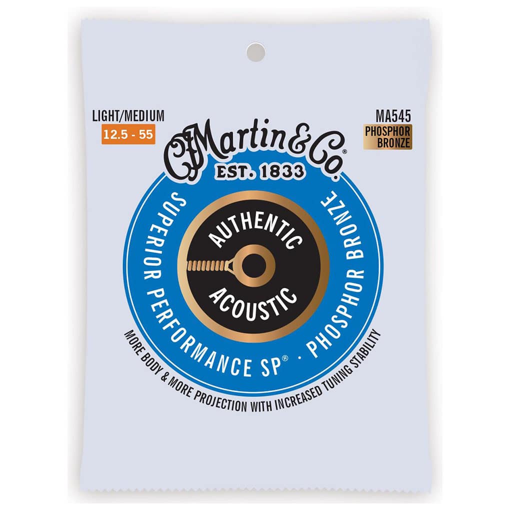 Acoustic Guitar Strings – Martin MA545 – Authentic Acoustic Superior Performance SP – Phosphor Bronze – Light/Medium – 12