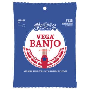 Vega Banjo Strings – Martin V730 – 5-String Banjo – Nickel Wound – Medium – 10-23 – Loop End 1