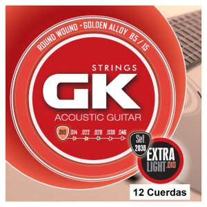 Medina Artigas - GK Acoustic Guitar Strings - 2030/12 - Extra Light - 10-46 - For 12 String Guitar - Round Wound - 85/15 Golden Alloy