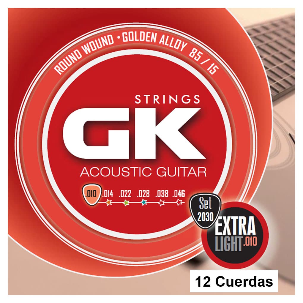 Medina Artigas – GK Acoustic Guitar Strings – 2030/12 – Extra Light – 10-46 – For 12 String Guitar – Round Wound – 85/15 Golden Alloy 1