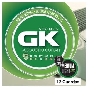 Medina Artigas - GK Acoustic Guitar Strings - 2040/12 - Medium Light - 12-52 - For 12 String Guitar - Round Wound - 85/15 Golden Alloy