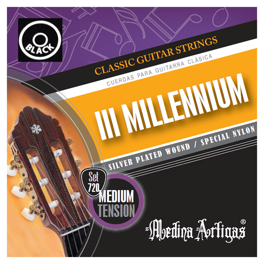 Medina Artigas – III Millennium Series Classical Guitar Strings – 720B Black – Medium Tension 1
