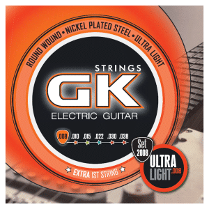 Medina Artigas – GK Electric Guitar Strings – 2008 – Ultra Light 8-38 – Round Wound – Nickel Plated Steel – With Extra 1st String 1