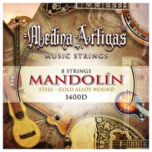 Mandolin Strings – Medina Artigas 1400D – Steel – Gold Alloy Wound – Loop End 1