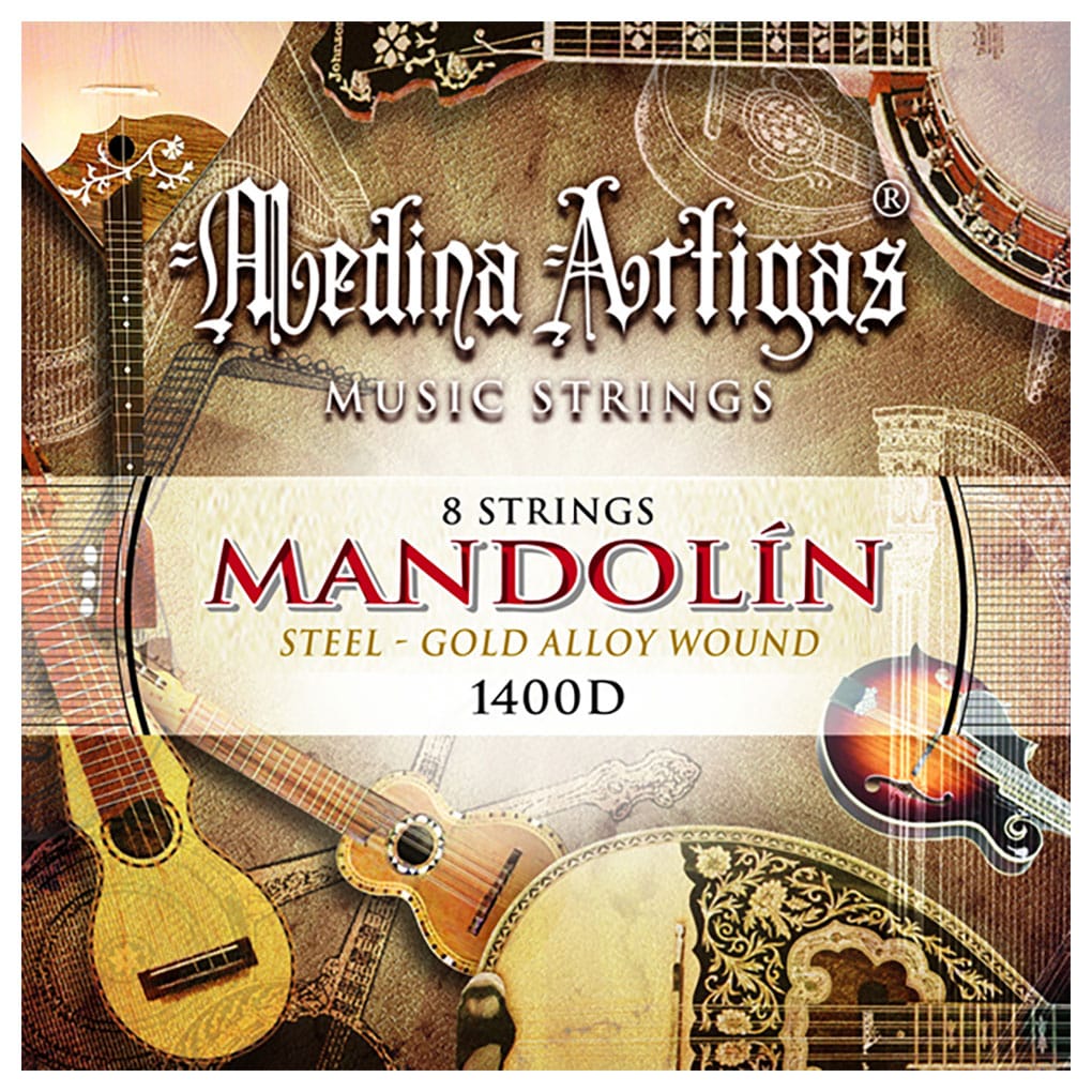 Mandolin Strings – Medina Artigas 1400D – Steel – Gold Alloy Wound – Loop End 1