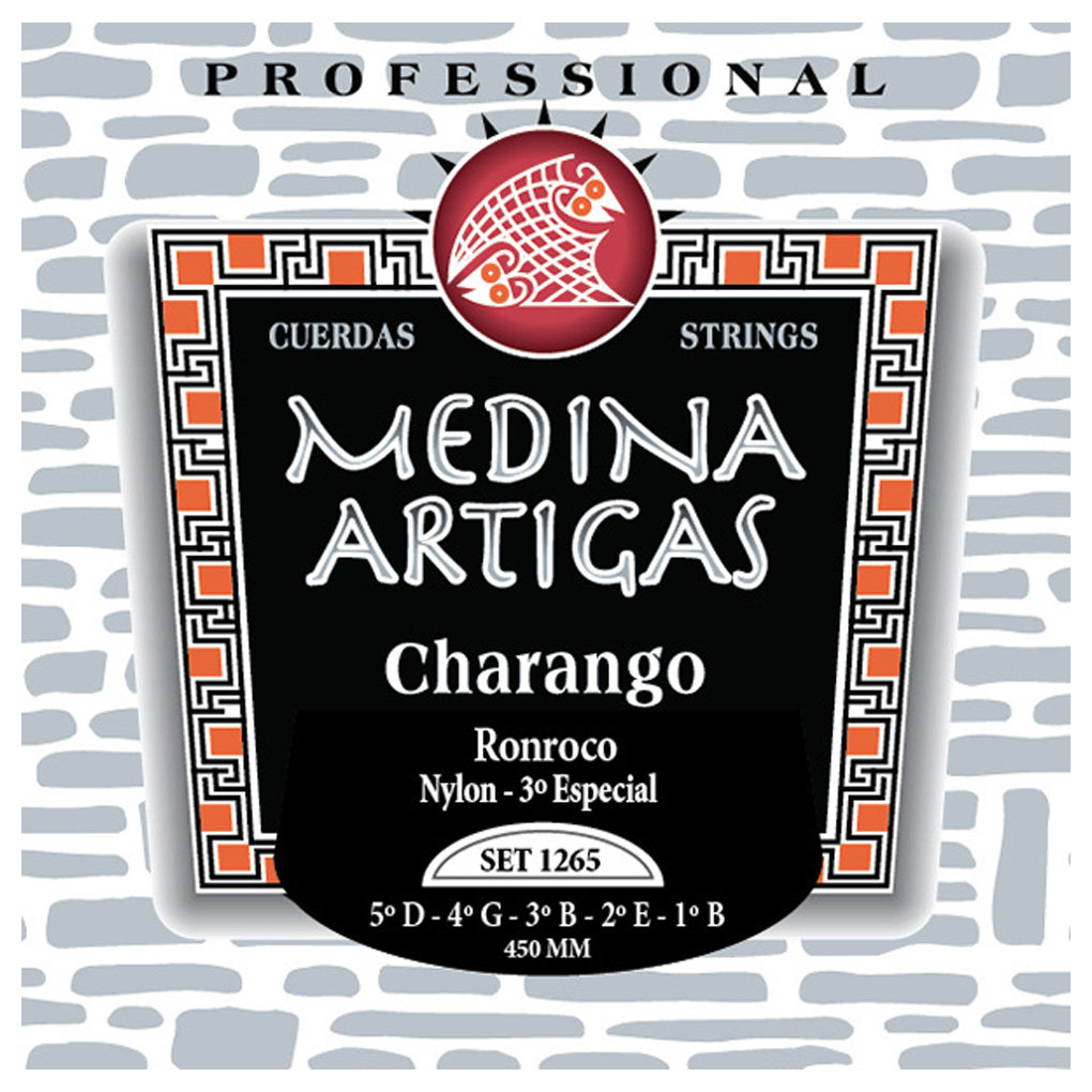Ronroco Strings – Medina Artigas – 1265 – Argentinian DGBEB Tuning – Black Nylon with Special Wound 3rd – 450mm Scale 1