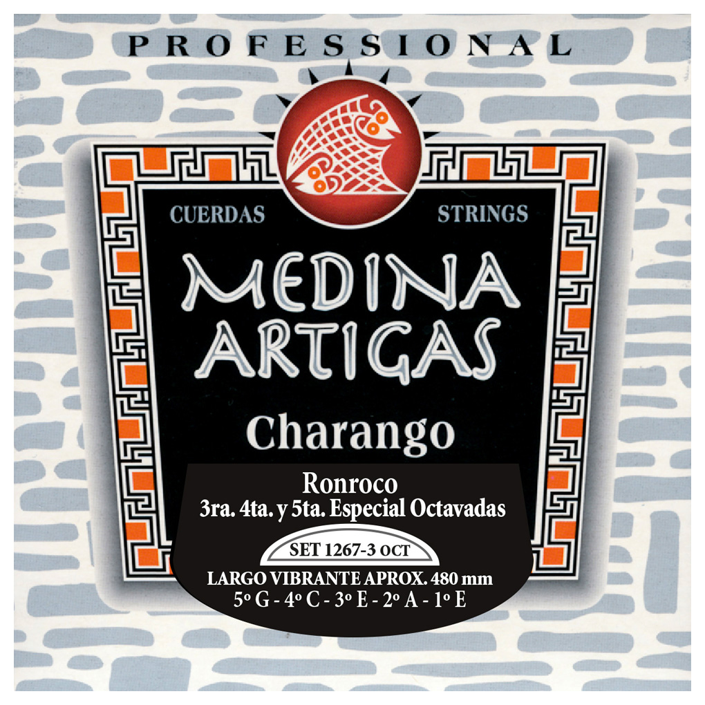 Medina Artigas Ronroco Strings – 1267-3OCT- Bolivian GCEAE Tuning – Clear Nylon with Special Wound 3rd, 4th & 5th – 480mm Scale 1