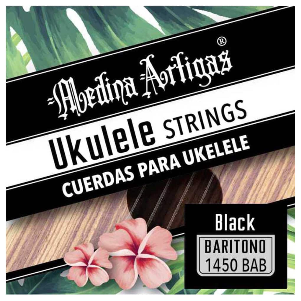 Ukulele Strings – Medina Artigas 1450BAB – Black Nylon – Baritone Set – DGBE Low D Tuning 1
